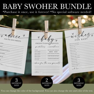 Baby Advice Writing Cards, Baby Predictions and Advice Card Template, Wishes For Baby Game Card Template, Baby Shower Games Bundle Printable