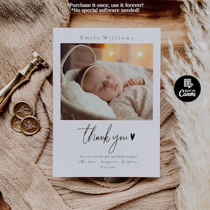Photo Thank You Card for Newborn Baby with Name, Personalized Birth Announcement Thank You Card, Baby Thank You Card, Newborn Thank You Card