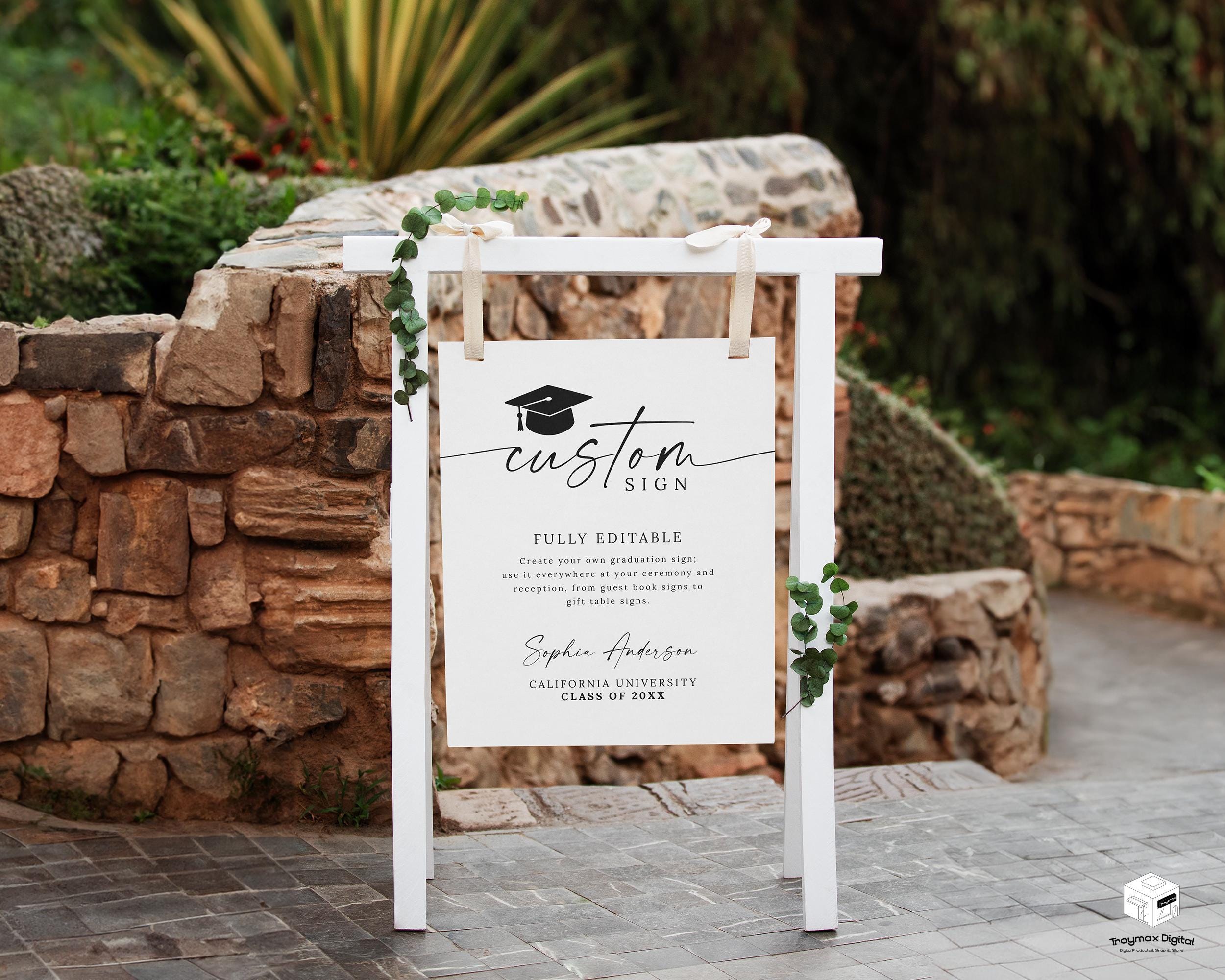 Graduation Custom Sign Template, Minimalist Graduation Signage, Fully ...