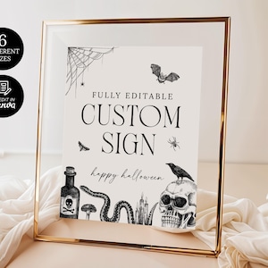 Letrero vintage para fiesta de Halloween, plantilla de letrero personalizado para Halloween, letrero personalizado para fiesta de Halloween, descarga digital de letrero personalizado para Halloween