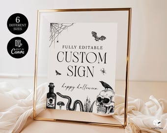 Vintage Halloween Party Sign, Halloween Custom Sign Template, Halloween Party Sign Custom Sign, Halloween Personalized Sign Digital Download