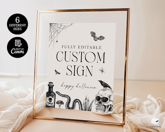 Vintage Halloween Party Sign, Halloween Custom Sign Template, Halloween Party Sign Custom Sign, Halloween Personalized Sign Digital Download