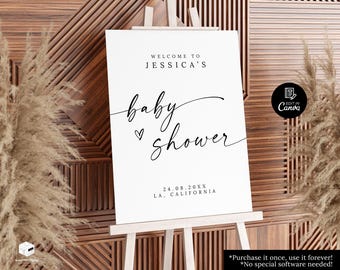 Minimalistisch welkomstbord babyshower, Oh Baby-welkomstbordsjabloon, modern welkomstbord babyshower, Oh Baby-poster, instant download