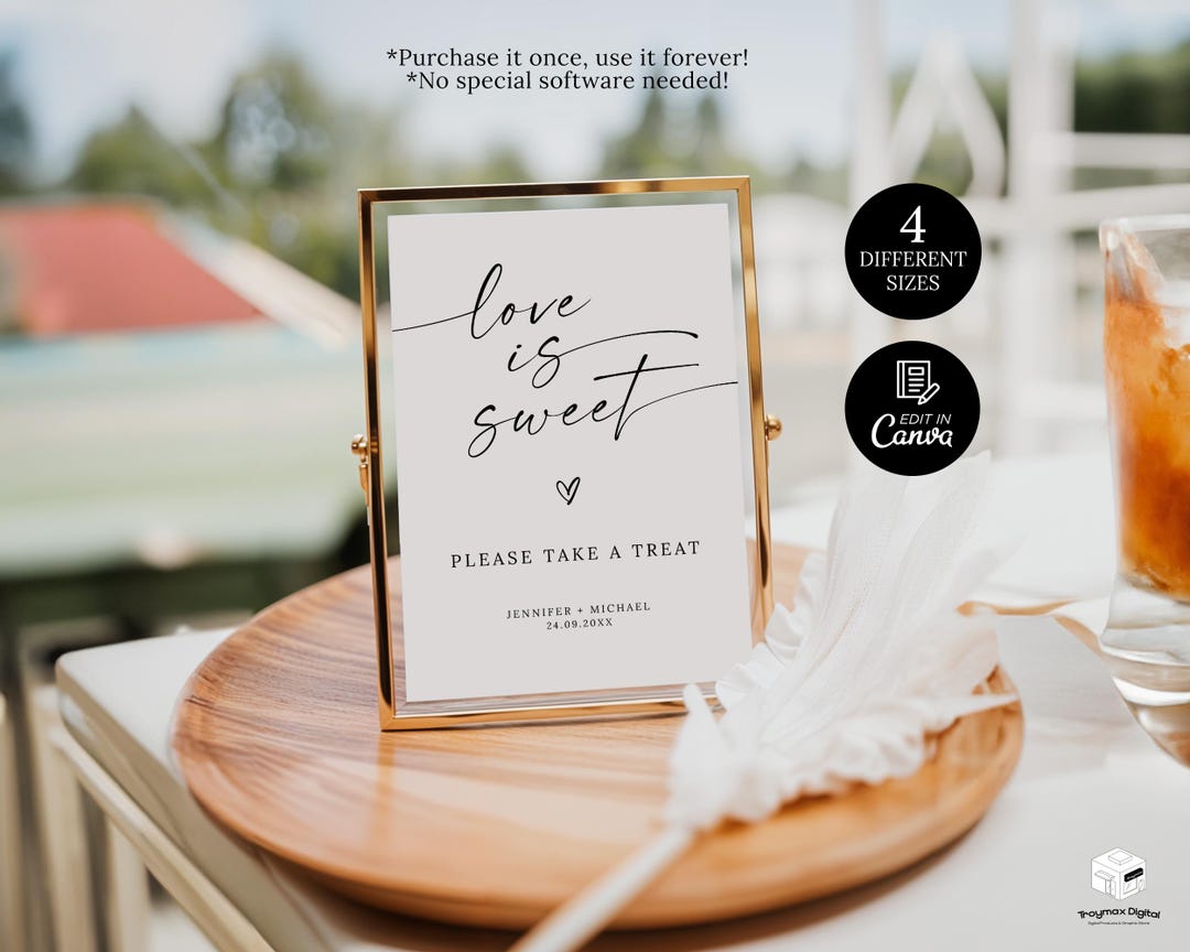 Very Sweet Sign Minimalist Love is Sweet Sign Printable, Love is Sweet Please Take A ...