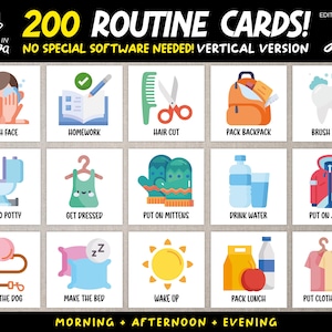 Editable Daily Routine Cards for Kids, Montessori Card for Kids, Daily Routine Chart, Toddler Routine Chart, Daily Checklist, Chore Chart