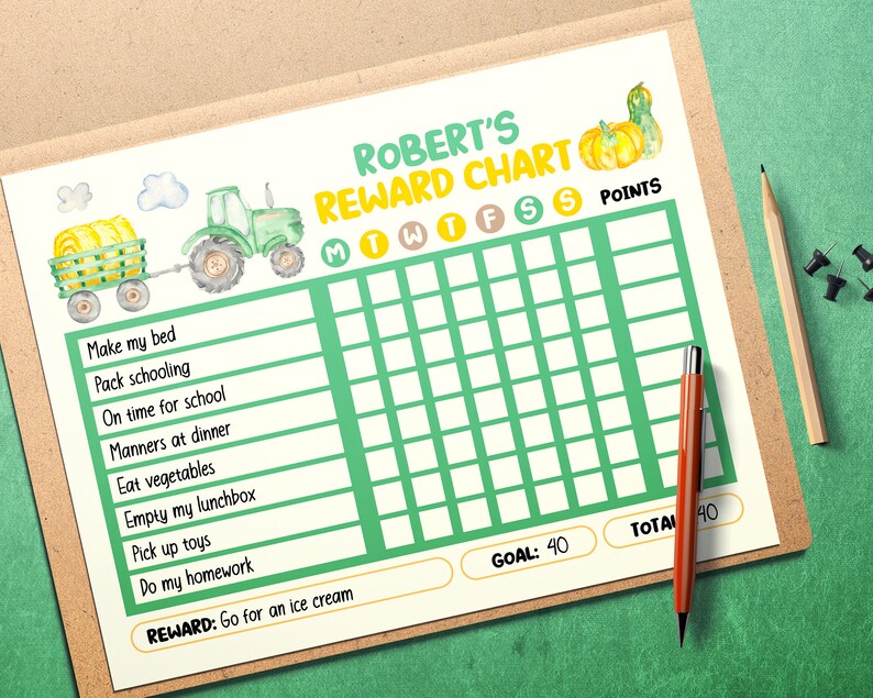 Editable Tractor, Farmer Reward Chart, Printable Chore Chart for Kids ...
