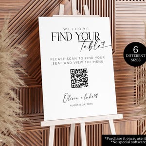 QR Code Wedding Seating Chart Sign, Modern Digital Seating Chart Plan Sign, Table Plan QR Code Scannable Sign, Wedding Find Your Table Sign