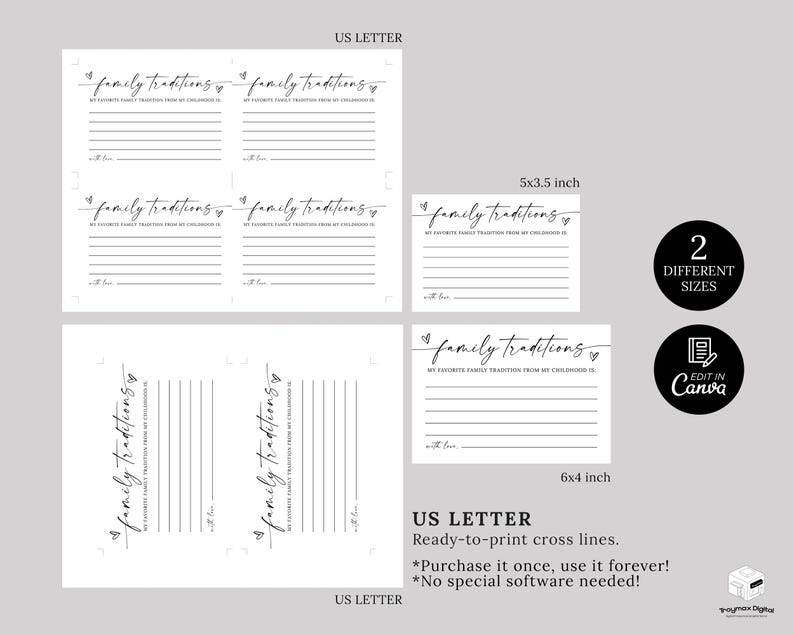 Family Traditions Baby Shower Cards And Sign, Baby Shower Game Printable, Childhood Memory, Baby Shower Advice, Family Traditions Sign Card image 8