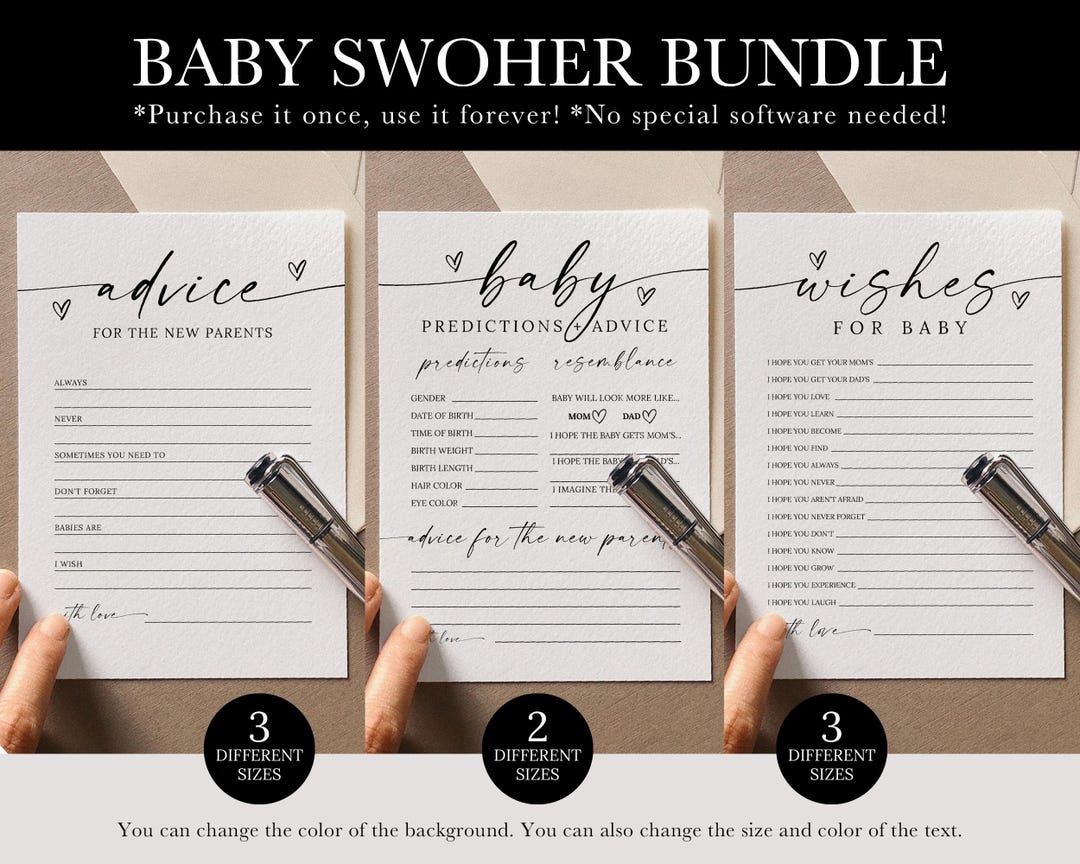 Baby Advice Writing Cards, Baby Predictions and Advice Card Template ...