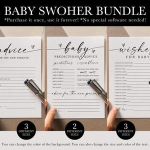 Baby Advice Writing Cards, Baby Predictions and Advice Card Template, Wishes For Baby Game Card Template, Baby Shower Games Bundle Printable
