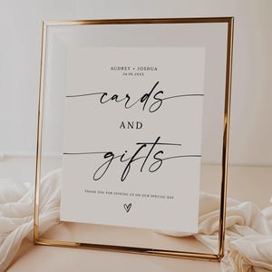 Cartes et cadeaux de mariage Panneau de réception de mariage, Panneau pour cartes et cadeaux minimaliste, Panneau de table cadeau simple, Panneau cartes et cadeaux imprimable