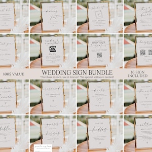 Pacote de modelos de placas de casamento minimalistas, pacote de placas de mesa de casamento, pacote de modelos de placas de casamento modernas, pacote de placas para chá de panela 16