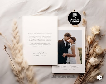 Photo Modern Thank You Card Template, Modern Wedding Thank You Card, Minimalist Bridal Shower Photo Thank You Card, Instant Download