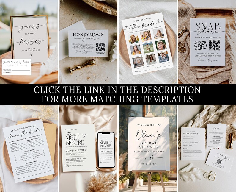 Custom Wedding Sign Template, Fully Editable Printable Table Sign, Minimalist Wedding and Bridal Shower Decor, Instant Download image 6