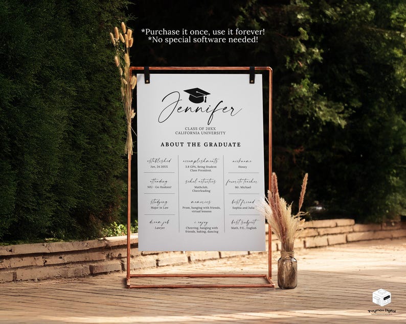 Graduated Milestone Graduation Milestone Sign, Senior Milestone Board, Class of 2026 ...