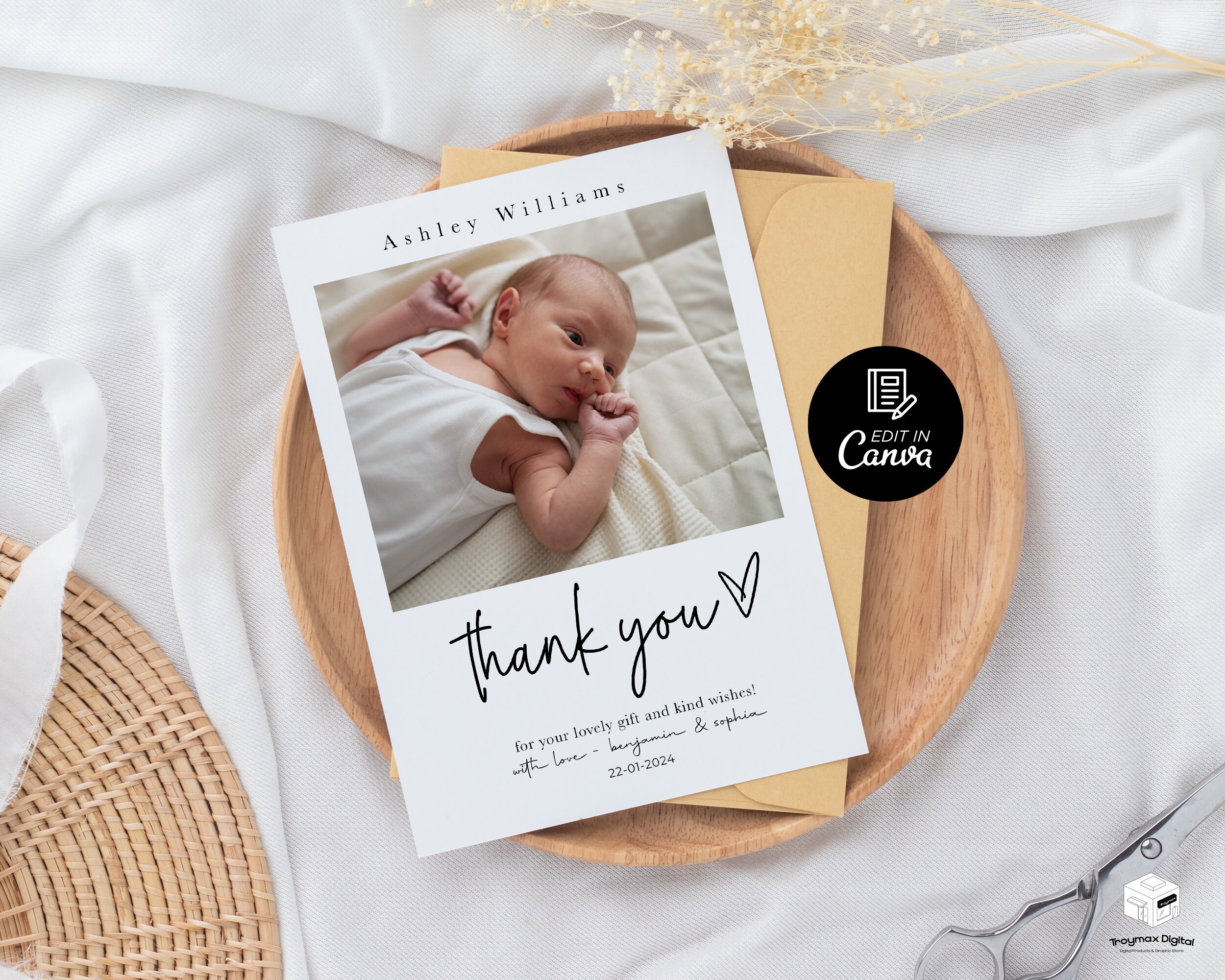 24 biglietti di ringraziamento per baby shower con buste, per bambini con motivo a elefante, 4 x 6 cm, per feste, compleanno per bambini e bambini, graziosi, per fai da te