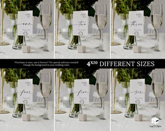 Tablica z rozmieszczeniem gości na weselu, minimalistyczny szablon numerów stołów i kartek, eleganckie numery stołów na wieczór panieński, 4x6, 5x7, 8x10, A4