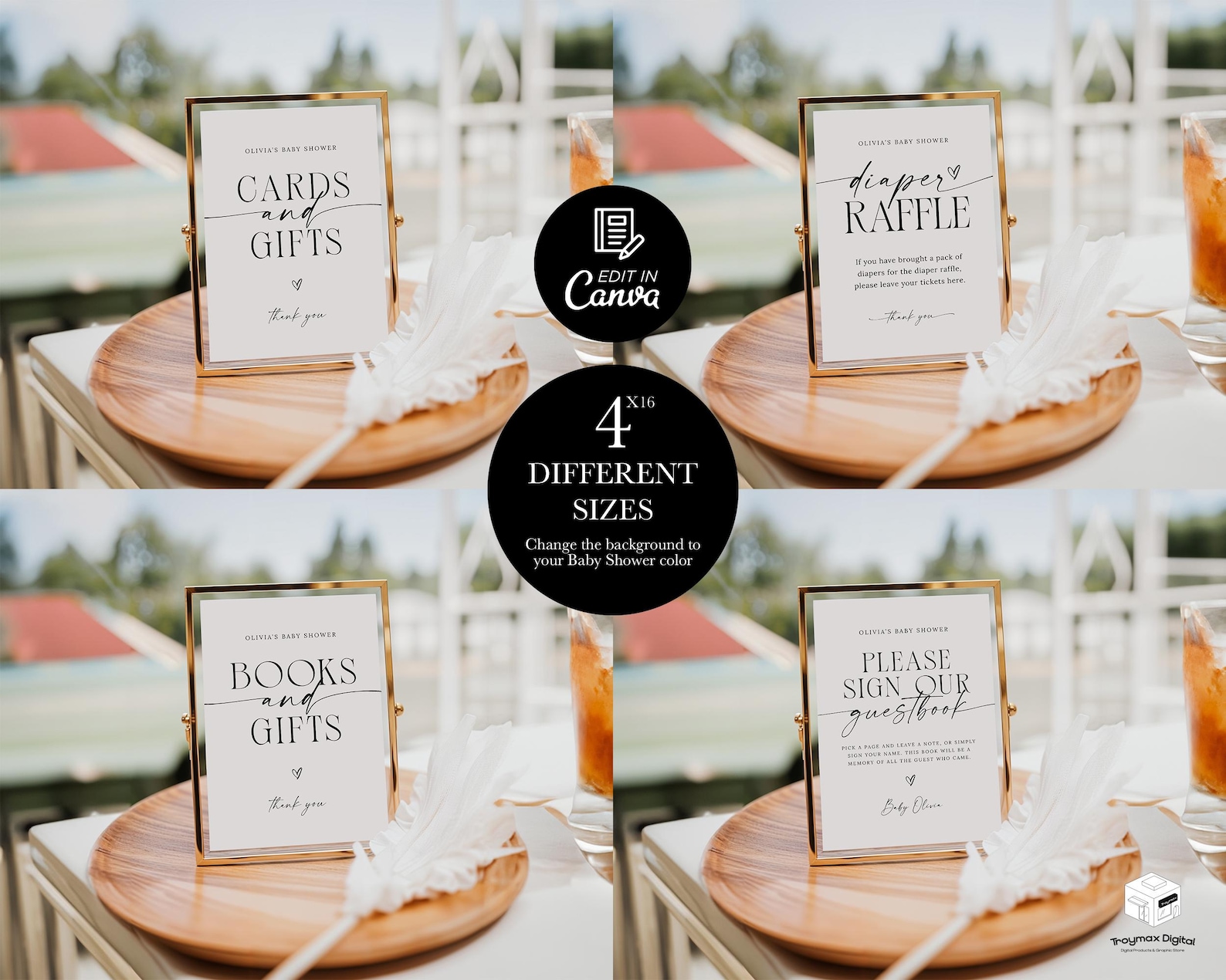 Baby Shower Sign Set, Baby Shower Table Signs, Printable Baby Shower ...