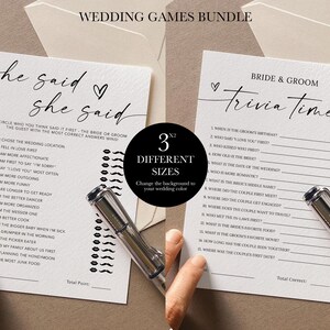 Wedding Games Bundle, He Said She Said Bridal Shower Game Template, Trivia Game For Bride And Groom Wedding Template, Bridal Shower Bundle