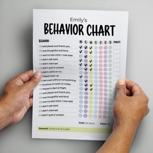Editable Behavior Reward Chart for Kids, Good Behavior Tracking ...