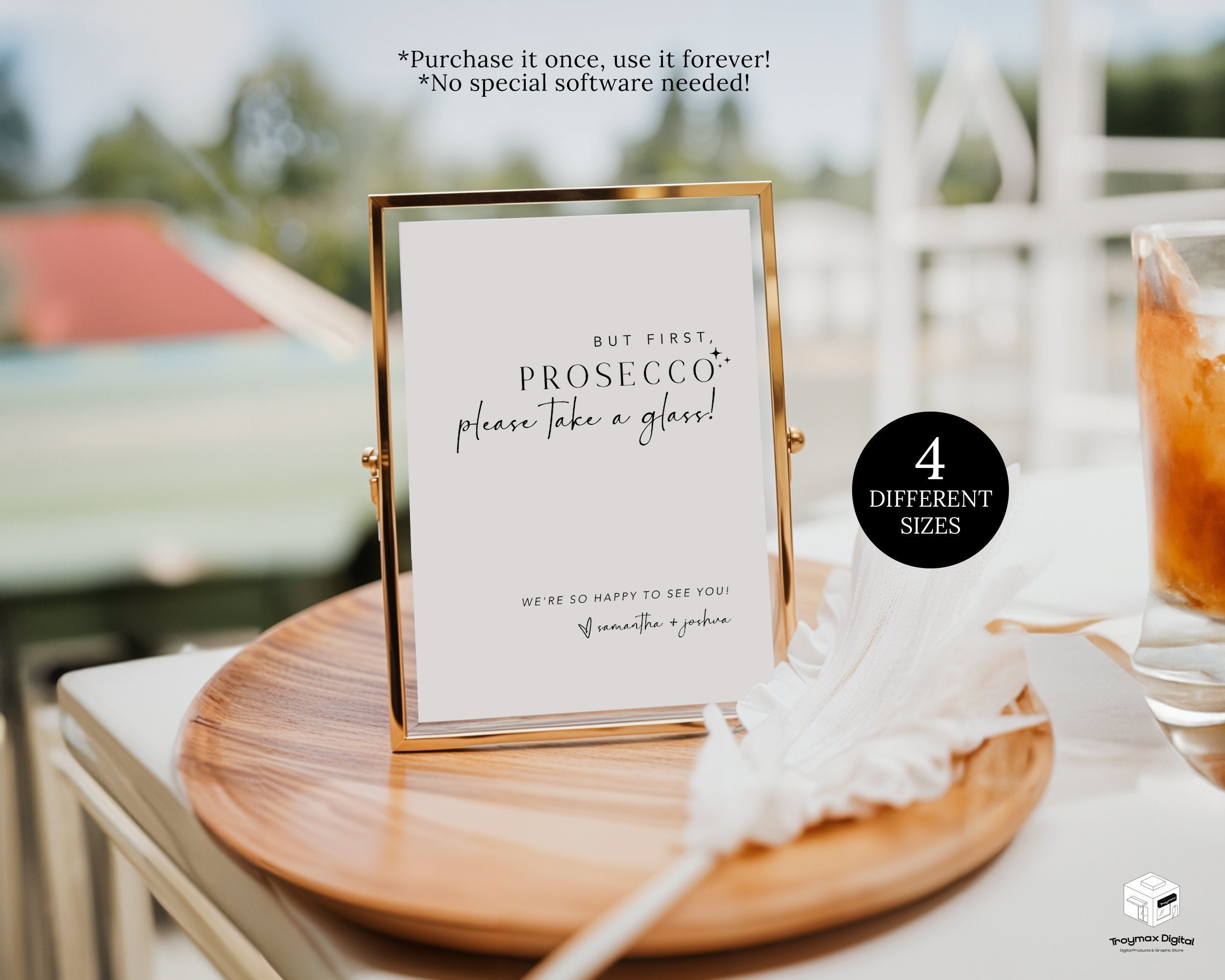 But First Prosecco Sign, Wedding Prosecco Sign Template, Take a Glass Wedding Sign, Petals And Prosecco Bridal Shower Welcome Sign Template