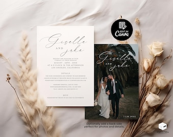 Modern Wedding Invite, Wedding Invitation, Editable Template Wedding Card, Minimalist Wedding Invitation Template, Simple Wedding Invite