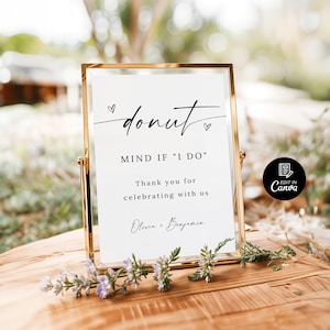 Donut Mind If I Do, Donut Wedding Sign, Donut Favor Wedding Sign, Donut Bar Sign, Wedding Dessert Sign, Sweet Table Sign, Donut Station Sign