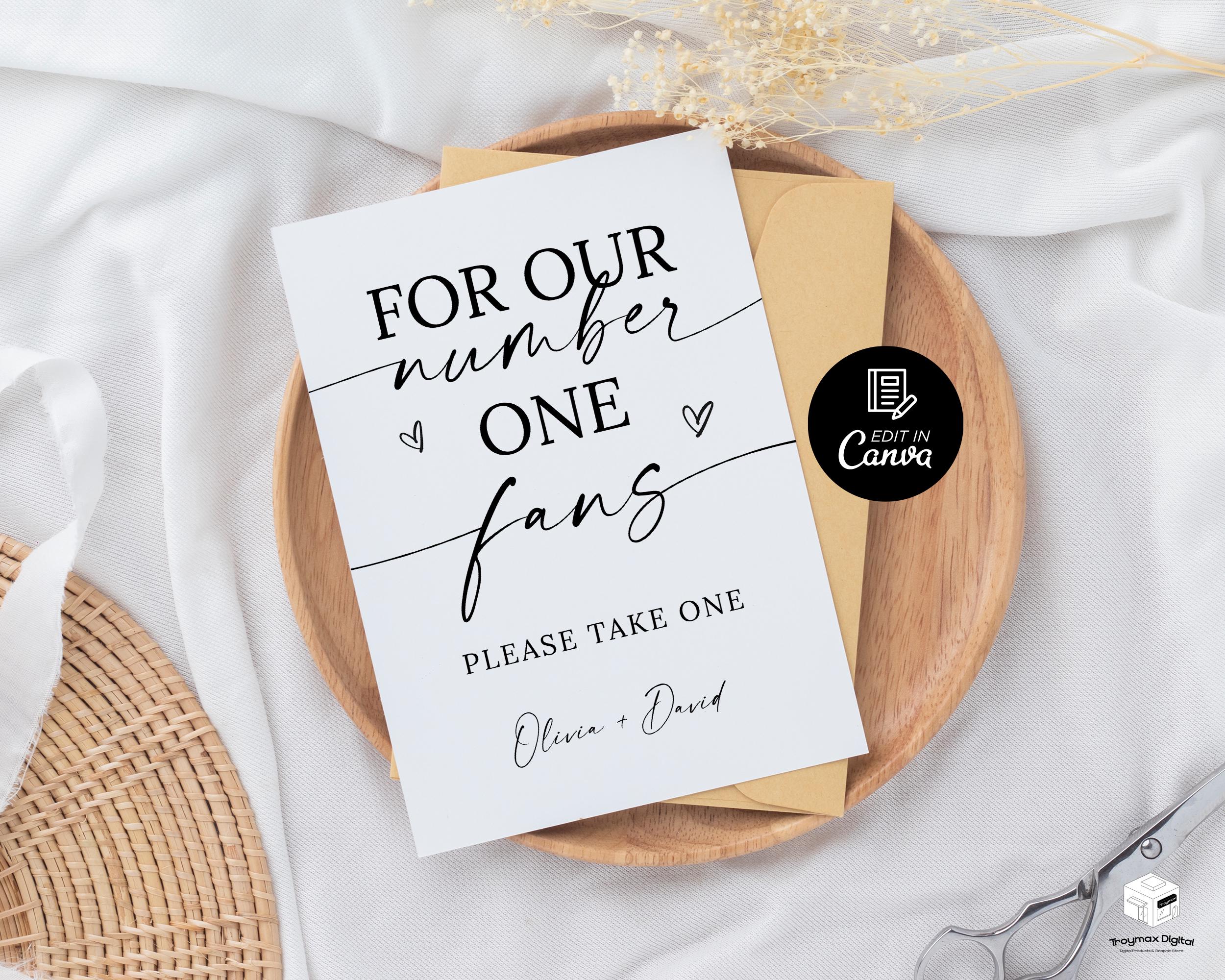 For Our Number One Fans Sign Template, Minimalist Wedding Fan Station ...