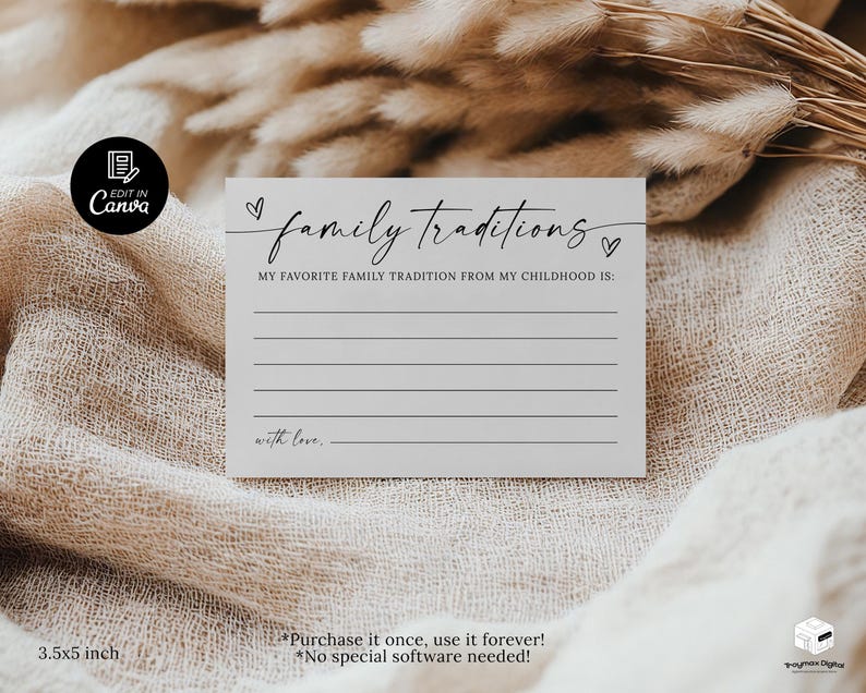 Family Traditions Baby Shower Cards And Sign, Baby Shower Game Printable, Childhood Memory, Baby Shower Advice, Family Traditions Sign Card image 5