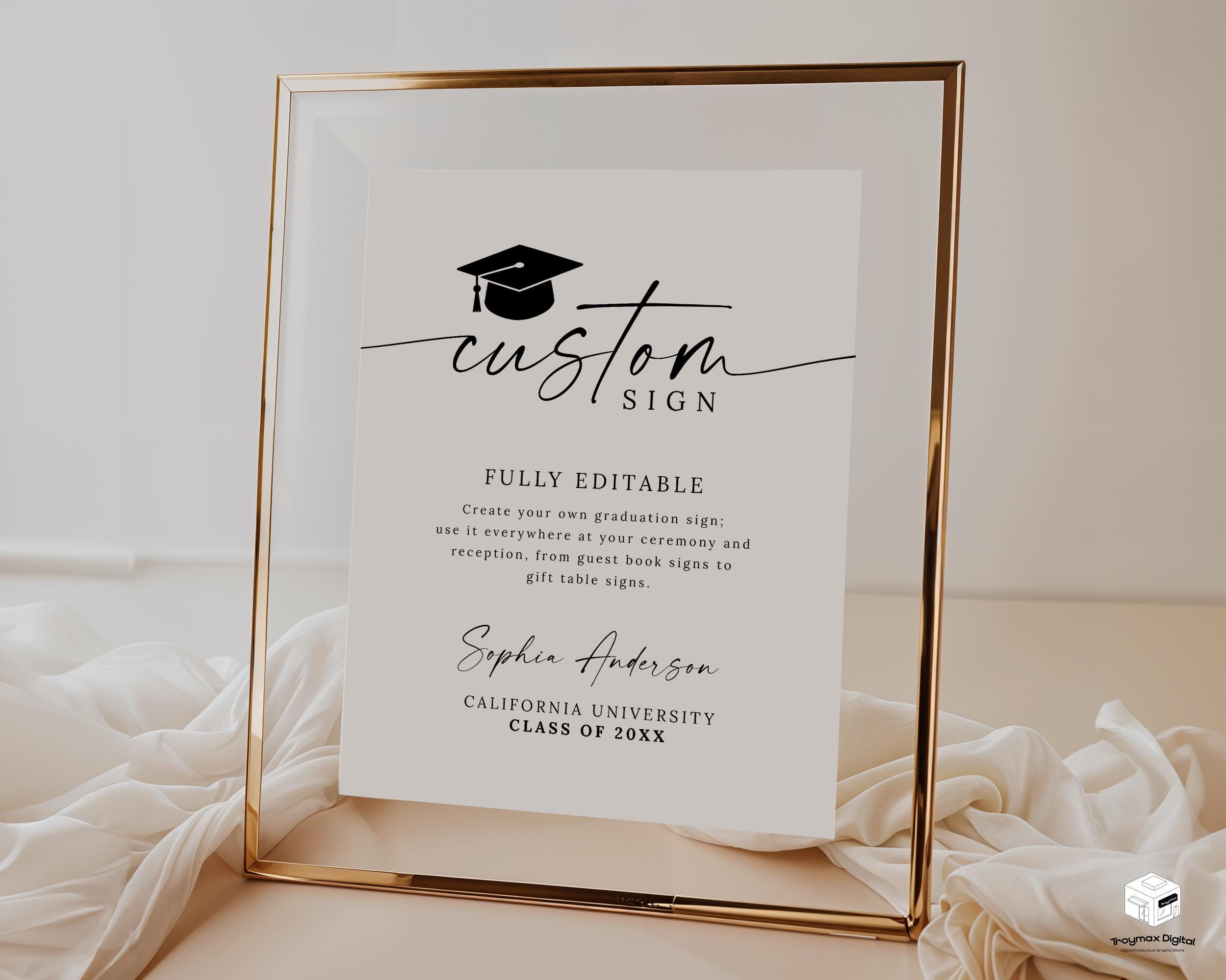 Graduation Custom Sign Template, Minimalist Graduation Signage, Fully ...