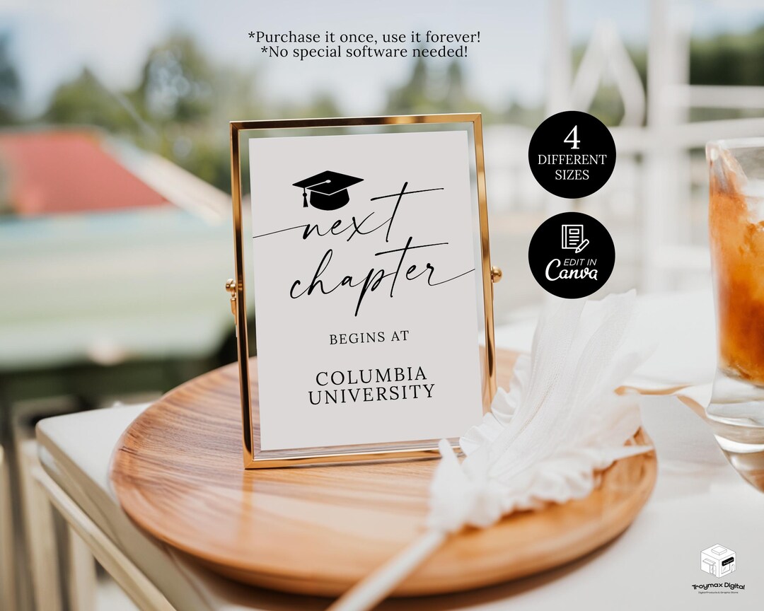 Graduation Next Chapter Begins Sign, Editable Graduation Decor ...