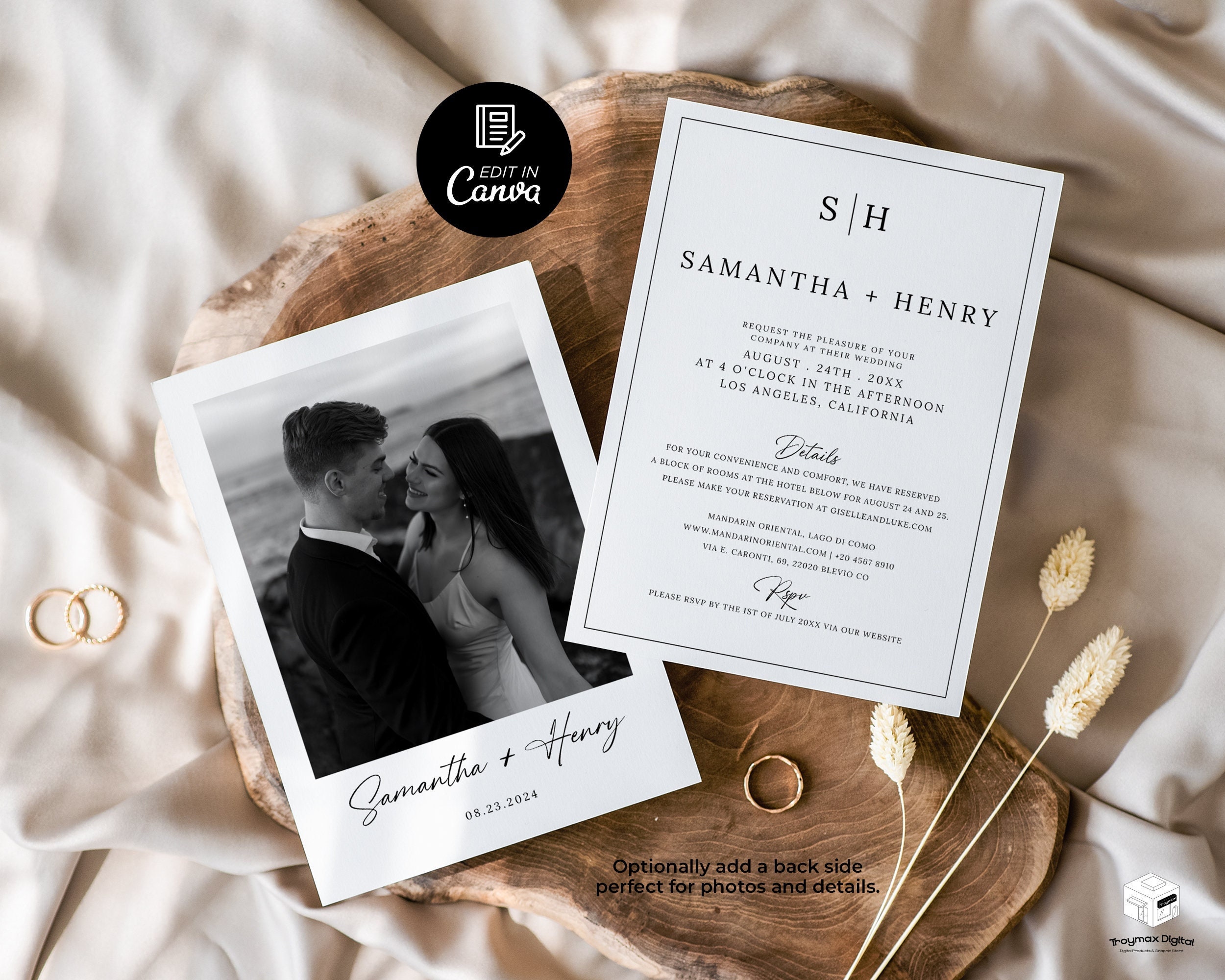 Wedding Invitation Template, Editable Wedding Invite Download