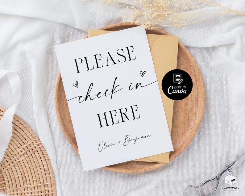 Please Check in Here Sign, Wedding Guest Check in Sign, Printable ...