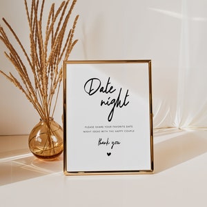 Wedding Date Night Ideas Sign Template, Date Night Ideas Sign, Bridal