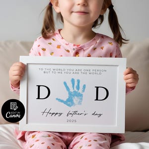 Father&#39;s Day Handprint Printable, Hand Printed Gift Father&#39;s Day, Happy First Father&#39;s Day, Editable Gender Neutral DIY Craft Gift for Dad