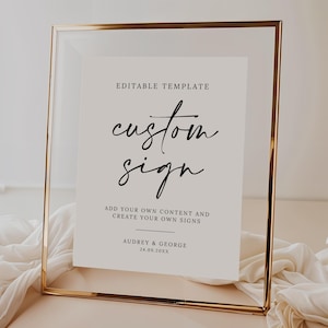 Minimalist Custom Sign Template, Modern Wedding Sign Printable, Customizable Wedding Sign, Modern Bridal Shower Table Sign, Create Any Sign