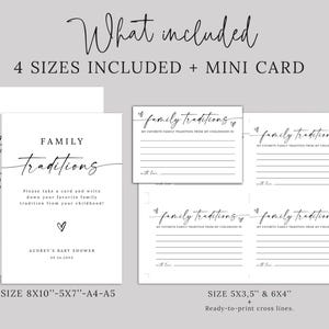 Family Traditions Baby Shower Cards And Sign, Baby Shower Game Printable, Childhood Memory, Baby Shower Advice, Family Traditions Sign Card image 9