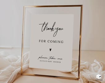 Baby Shower Thank You for Coming Sign, Please Take One Baby Shower Table Sign, Minimalist Thank You Sign Template, Baby Shower Decor Sign