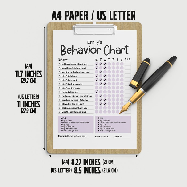 Editable behavior chart for kids good behavior tracking printable