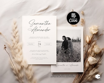 Modelo de convite de casamento com foto, convite de casamento, convite de casamento moderno com foto, convite de casamento, modelo editável de cartão de casamento