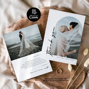 Photo Thank You Card Template, Instant Printable DIY Thank You Card, Wedding Thank You Card, Minimalist Wedding Photo Thank You Card Canva