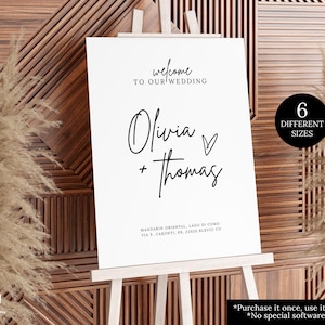 Minimalistisch welkom bruiloft bord, bewerkbare bruiloft bewegwijzering, welkom bij ons bruiloft bord afdrukbaar, bord bruiloft receptie, INSTANT download
