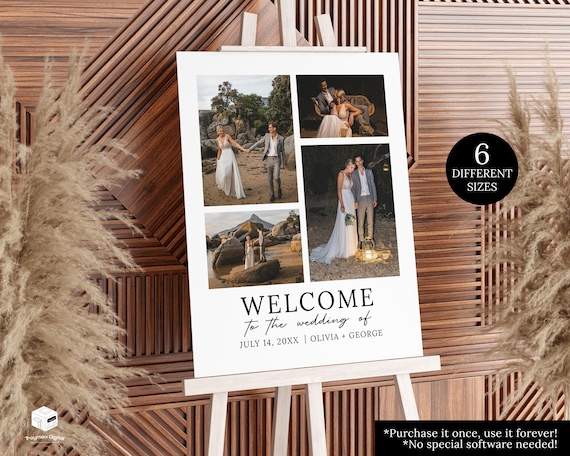 【受注製作品】Wedding Welcome Board Photo Wedding Welcome Sign Template, Minimalist Welcome Wedding