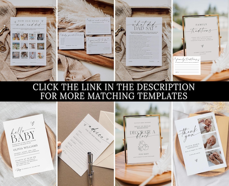 Minimalist Baby Advice Writing Cards, Printable Baby Shower Advice Card, Editable Advice for New Parents, Baby Wishes for Parents Template image 9