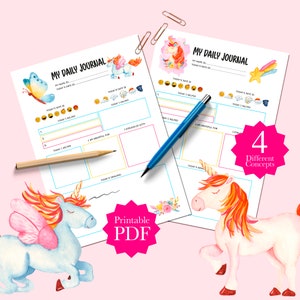 Afdrukbare dagelijkse planner voor kinderen, routineschema voor kinderen, dagschema kinderen, eenhoorn cartoon, planner kinderen, A4 en US Letter, dagelijks kinderen