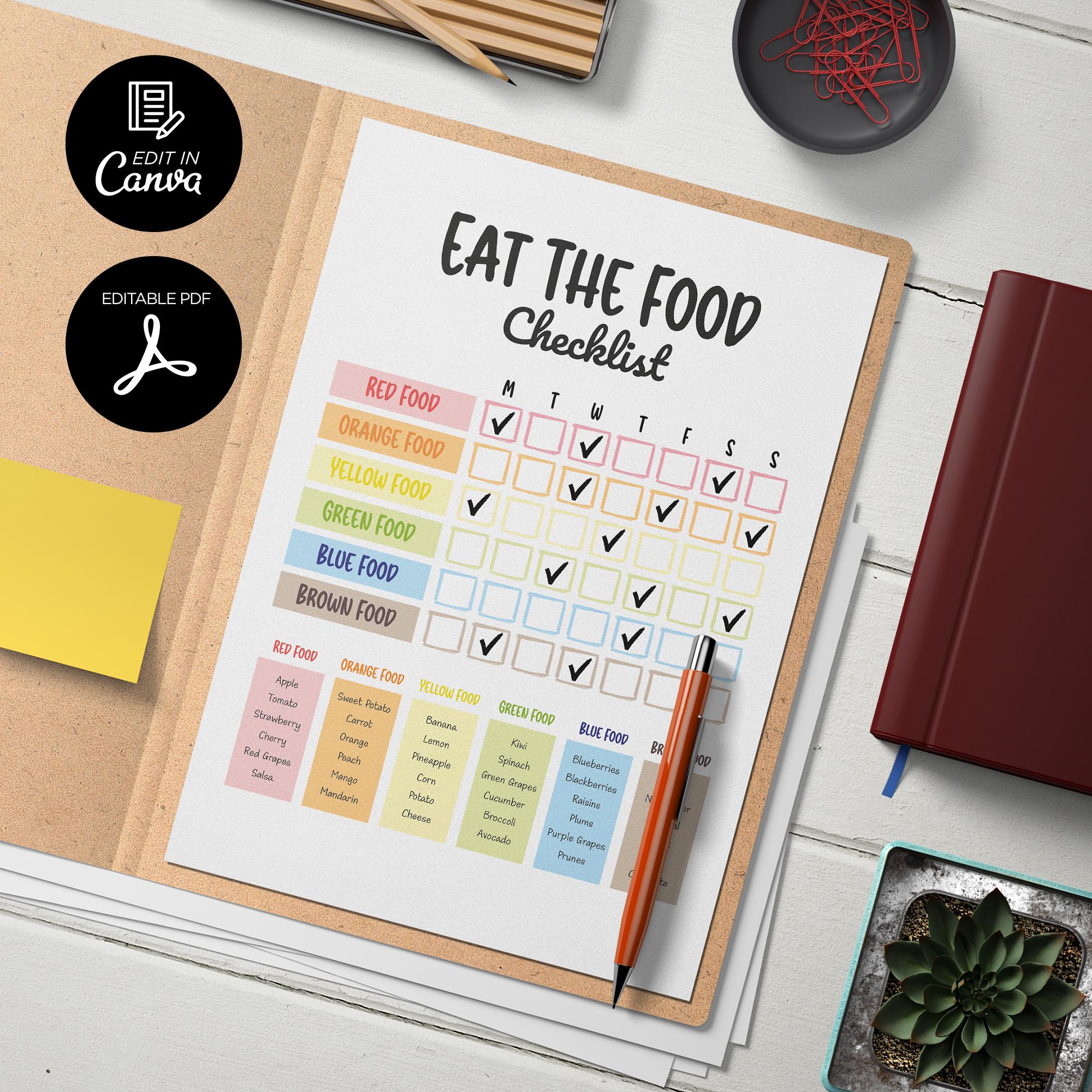 Eat the Rainbow Chart, Healthy Food Tracker, Healthy Eating, Kids ...