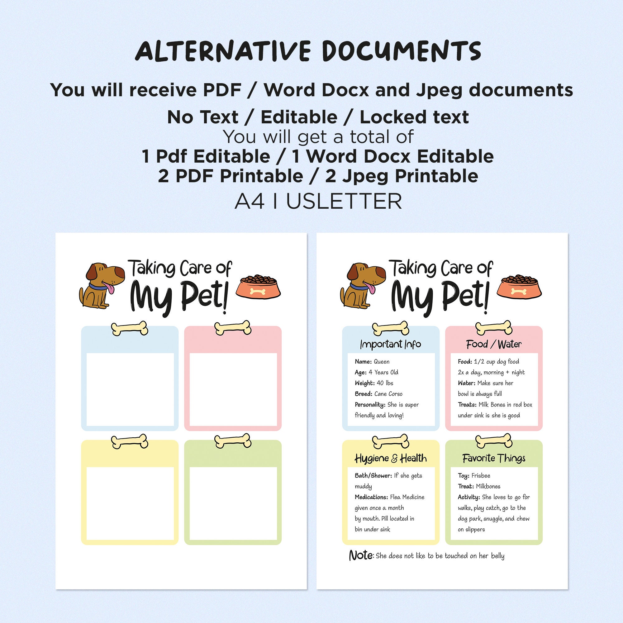 Pet Sitter Instructions, Pet Sitter Templates, Pet Sitting, Dog Sitter Pet Sitter Instructions, Pet Sitter Templates, Pet Sitting, Dog Sitter