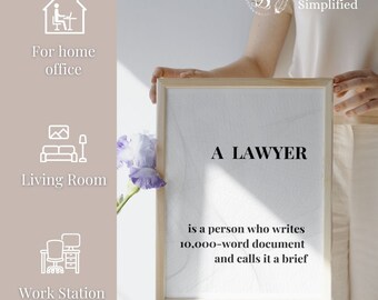 Definition of a Lawyer | Funny Legal Poster for Law office | Elegant and corporate style | Download and Print Easily