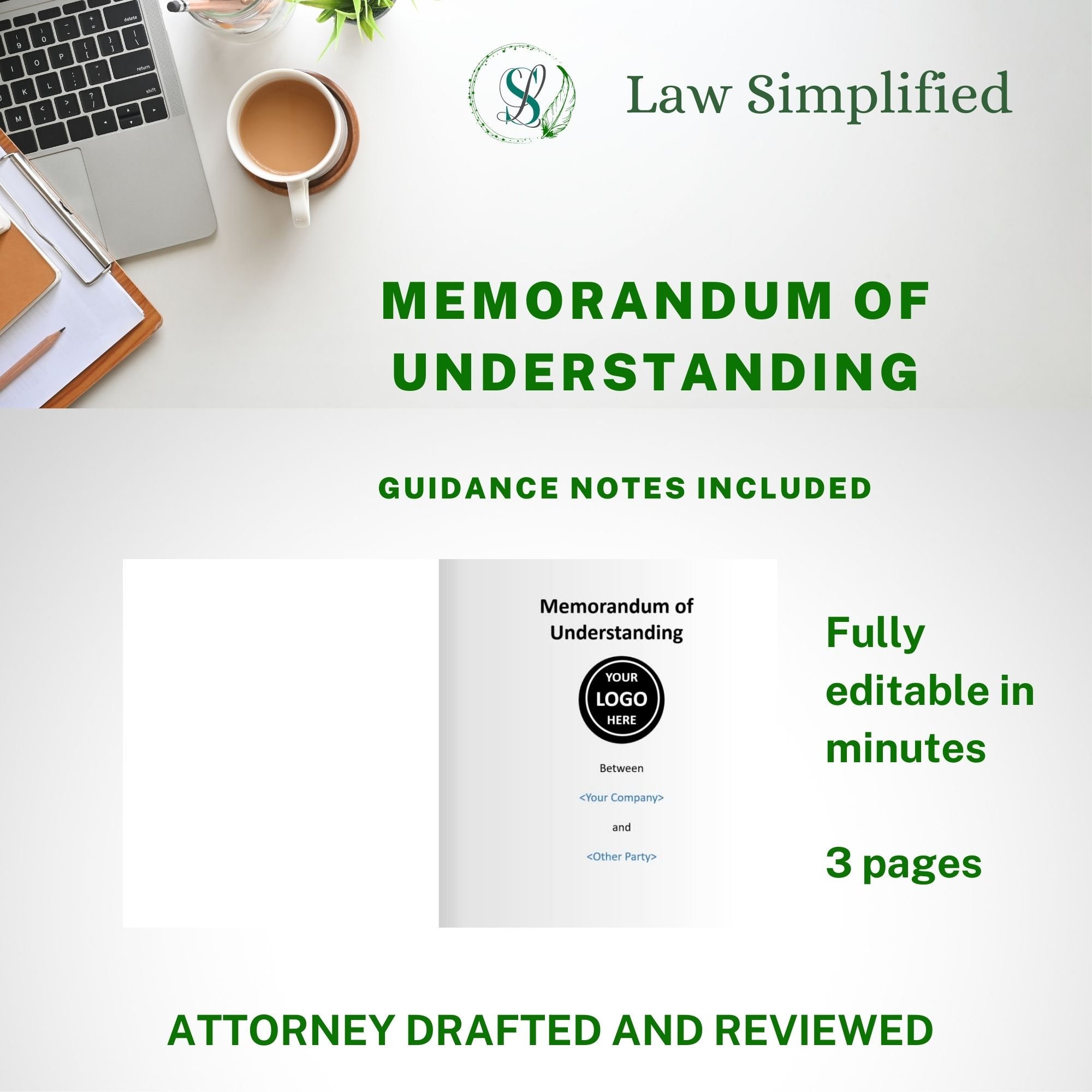 Memorandum of Understanding MOU Nonbinding Agreements DIY Contracts Etsy