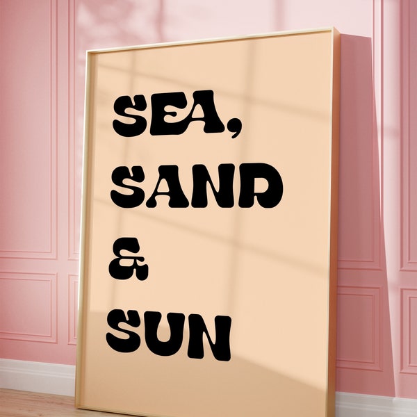 summer beach wallart, sea sand and sun poster, summer feelings vacation art, minimalist wall art download, summer poster printable